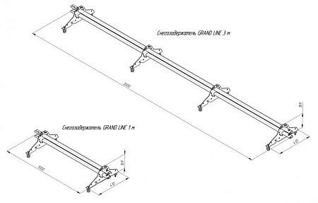 Снегозадержатель Grand Line (Гранд Лайн), трубчатый универсальный для металлочерепицы и мягкой кровли 3.0 м, цвет RAL 7016
