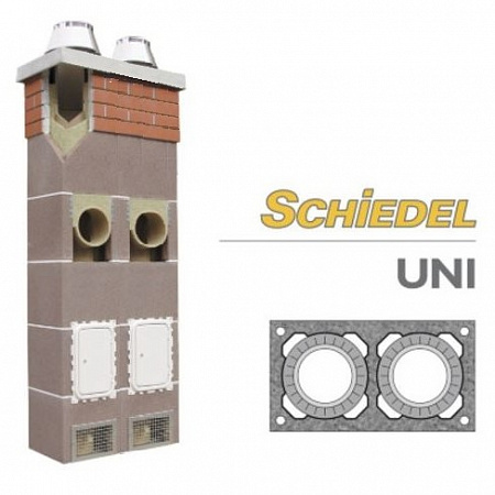 Комплект дымохода UNI Schiedel Шидель D16-18, высота 1,0 пм, двухходовой