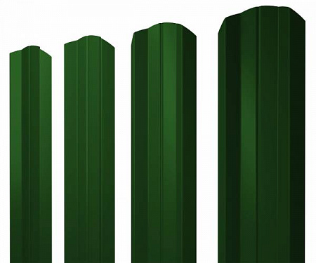 Штакетник металлический Grand Line (Гранд Лайн), М-образный фигурный, PE 0.45, цвет RAL 6002 (зеленая листва)