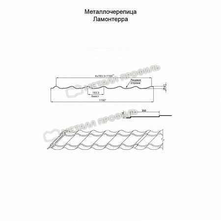Металлочерепица Металл Профиль (Ламонтерра, Ламонтерра X, Макси), AGNETA 0.5, медный Copper