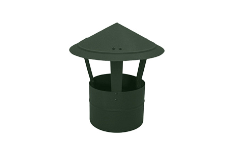 Дымник (колпак) на трубу круглый Grand Line d120, 0.5 GreenCoat Pural, RR 11 темно-зеленый (RAL 6020)