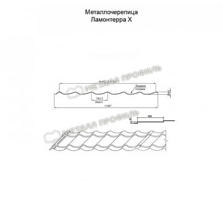 Металлочерепица Металл Профиль (Ламонтерра, Ламонтерра X, Макси), Pe 0.45, коричнево-красный RAL3011