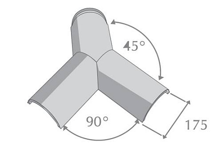 Y-образный полукруглый коньковый элемент Метротайл (Metrotile) 30-45, цвет терракот