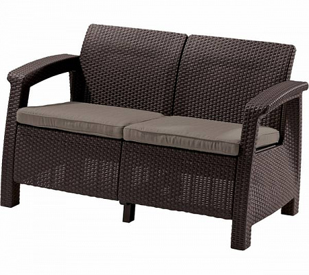 Диван двухместный Corfu love seat Allibert (Аллиберт), цвет коричневый