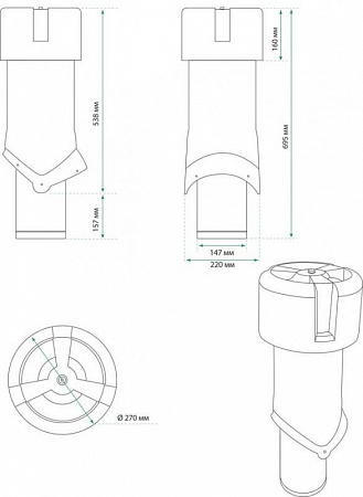 Изолированный вентиляционный выход Pipe-VT 150 Krovent (Кровент) для помещений, красный