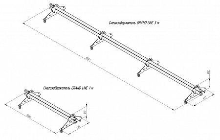 Снегозадержатель Grand Line (Гранд Лайн), трубчатый универсальный для металлочерепицы и мягкой кровли 1.0 м, цвет RAL 3005 (красный)