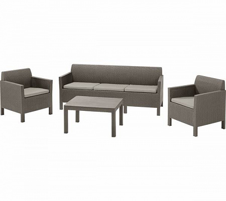 Дачная мебель Orlando set with 3 seat sofa Allibert (Аллиберт), цвет капучино
