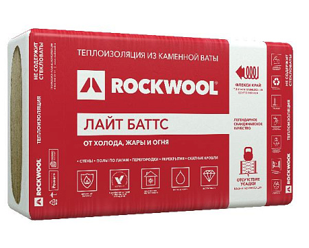 Теплоизоляционная минераловатная плита из каменной ваты Rockwool Лайт Баттс 100, 1000х600, упаковка 0,3 м3 (5 плит)