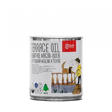 Terrace Oil 2 в 1 защитное масло-воск для террас и садовой мебели 9 л, цвет махагон