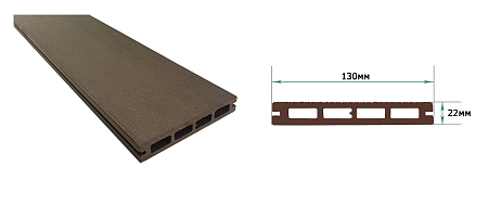 Террасная доска Смарт Terrapol / Террапол ДПК пустотелая c пазом, 3000х130х22 мм, цвет черное дерево