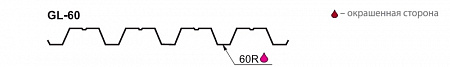 Профнастил H60R Гранд Лайн / Grand Line 0,5 Satin Zn 140, цвет RAL 7004 (сигнально-серый)