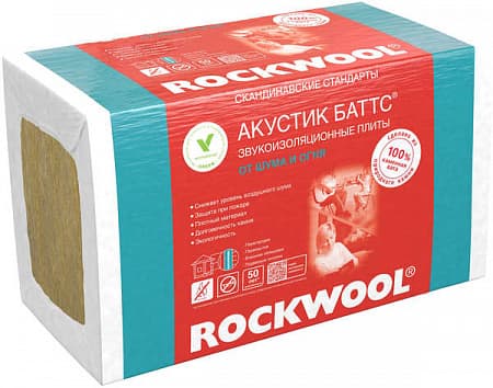Звукопоглощающая плита из каменной ваты Rockwool Акустик Баттс 100, 1000х600, упаковка 0,3м3 (5 плит)