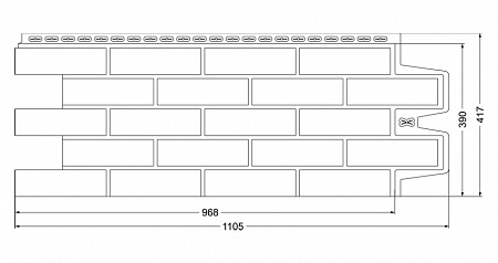 Фасадная панель Grand Line Classic, Клинкерный кирпич 1105х417 мм, молочный