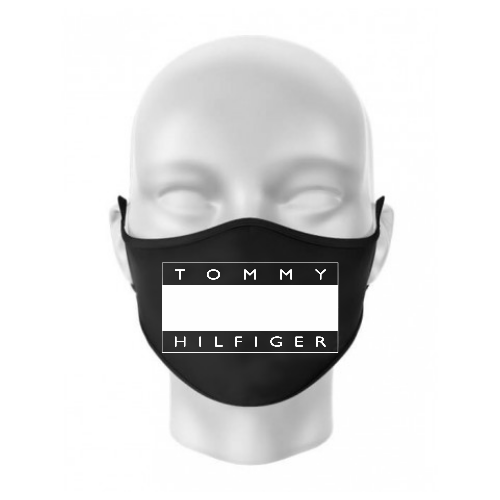 Masca personalizata Tommy H din bumbac neagra