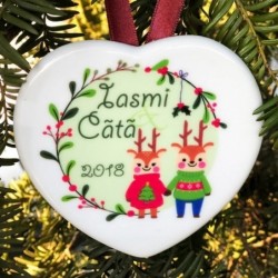 Ornamet pom de craciun din ceramica inima