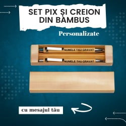 SET PIX ȘI CREION DIN BAMBUS PERSONALIZAT