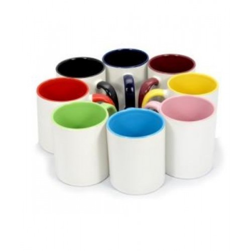 Cana alba cu interior si maner colorat personalizata