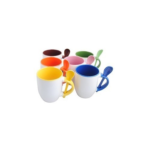 Cana cu lingurita cu interiorul si manerul colorat