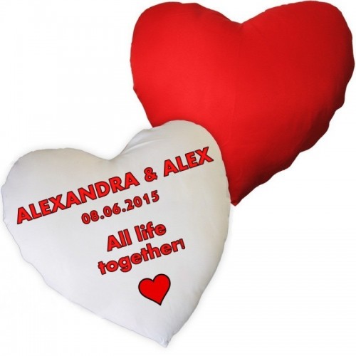 PERNA PERSONALIZATA IN FORMA DE INIMA ALB ROSU