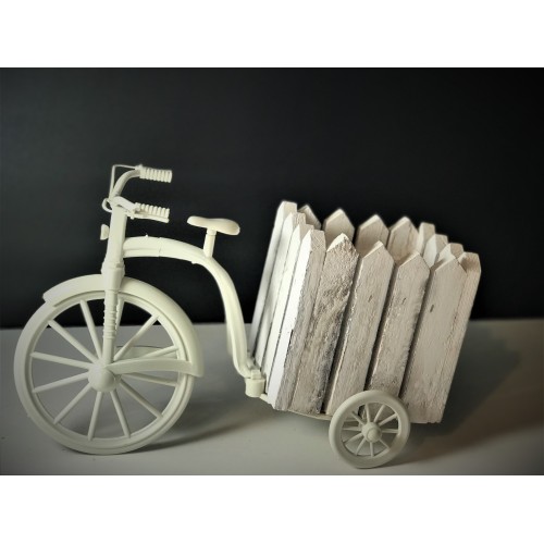 Suport flori bicicleta din lemn si plastic
