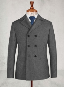 Gray Heavy Tweed Pea Coat