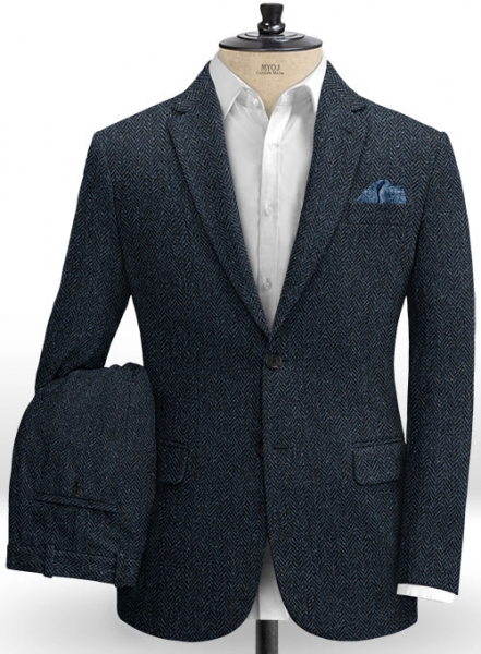 Harris Tweed Dark Blue Herringbone Suit