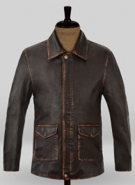 Rubbed Dark Brown Washed Indiana Jones Leather Jacket