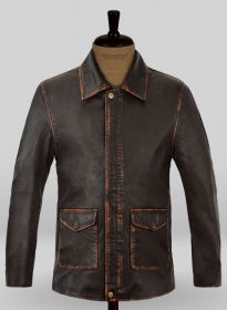 Rubbed Dark Brown Washed Indiana Jones Leather Jacket