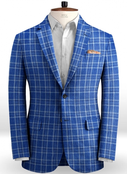 Solbiati Blue Square Linen Jacket