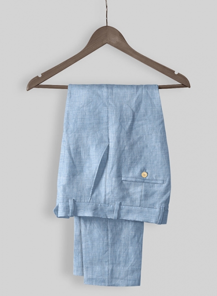 Tropical Blue Pure Linen Pants