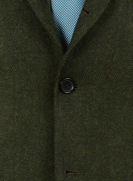 Vintage Herringbone Green Tweed Patch Pocket Jacket