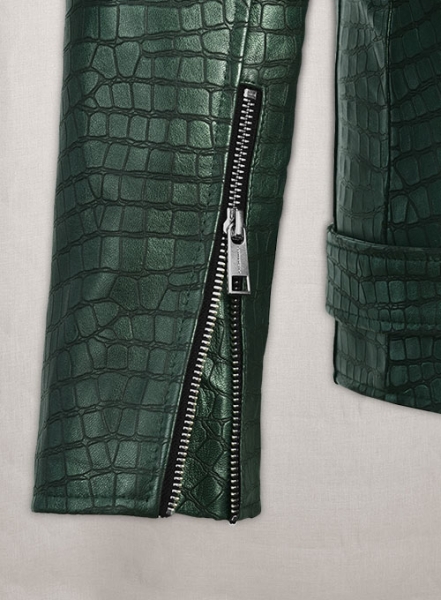 Phantom Croc Metallic Green Leather Jacket