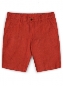 Safari Red Cotton Linen Shorts