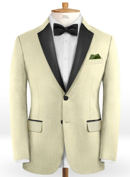 Worsted Light Khaki Wool Tuxedo Jacket