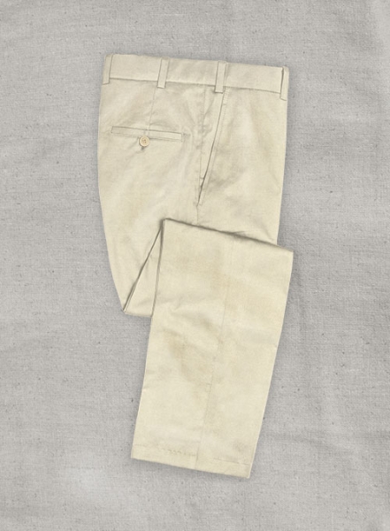 Cotton Drill Light Beige Stretch Pants