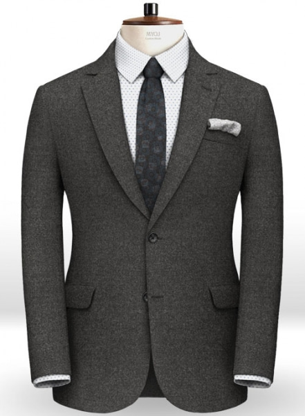 Italian Flannel Dark Gray Wool Suit