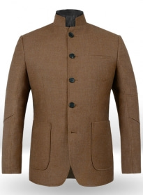 Mid Brown Flannel Wool Breezer Style Jacket