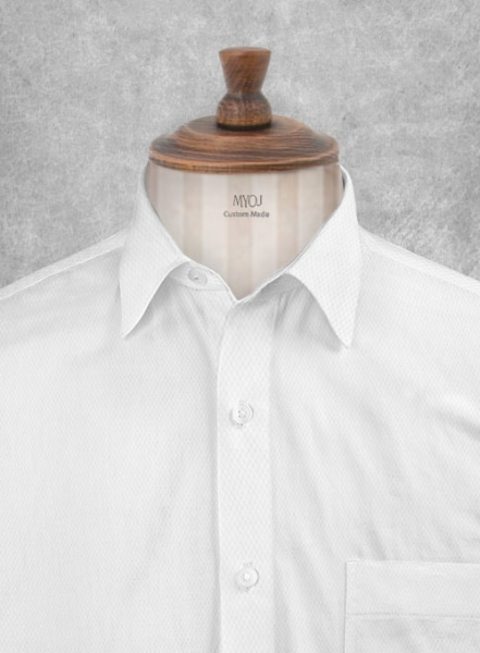 Italian Cotton Dobby Roceta White Shirt - Half Sleeves