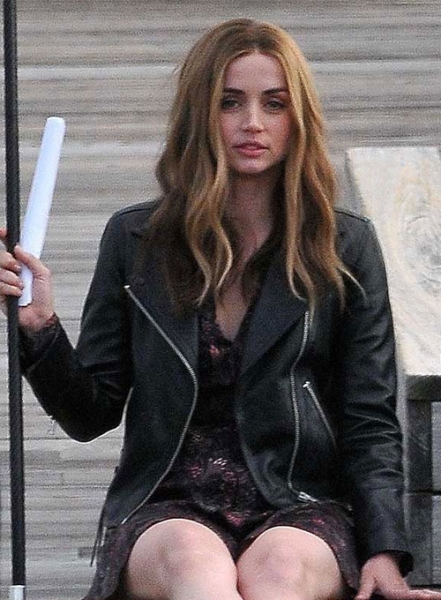 Ana De Armas Ghosted Leather Jacket