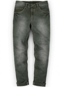 Chester Olive Stretch Jeans - Treated Hard Wash