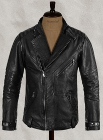 Thick Goat Black Washed & Wax David Leather Jacket