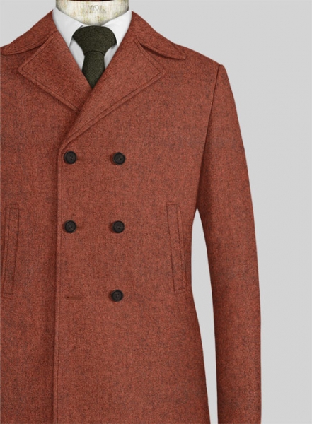 Melange Titan Rust Tweed Pea Coat