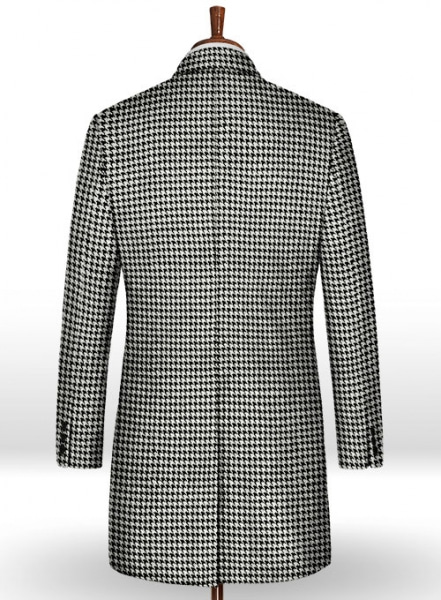 Big Houndstooth BW Tweed Overcoat