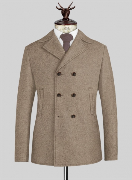 Light Weight Light Brown Tweed Pea Coat