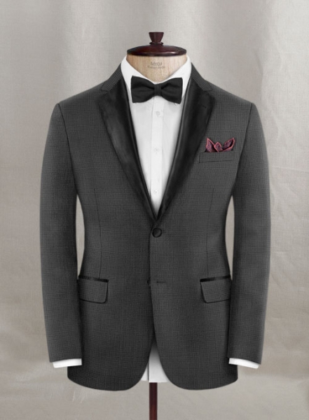 Napolean Mini Houndstooth Gray Wool Tuxedo Suit