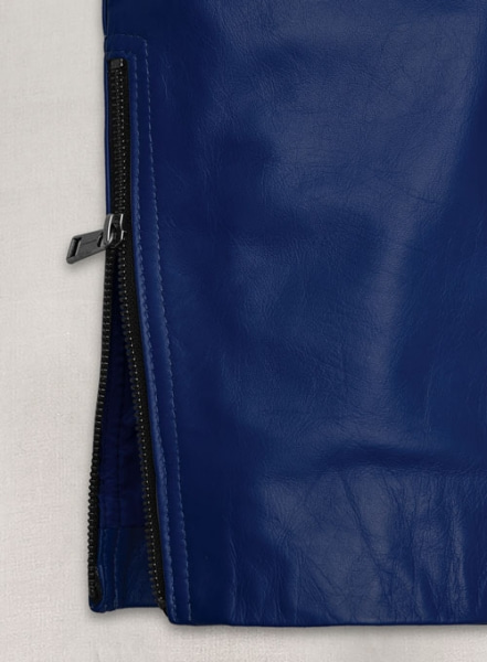 Rich Blue Electric Zipper Combination Leather Pants