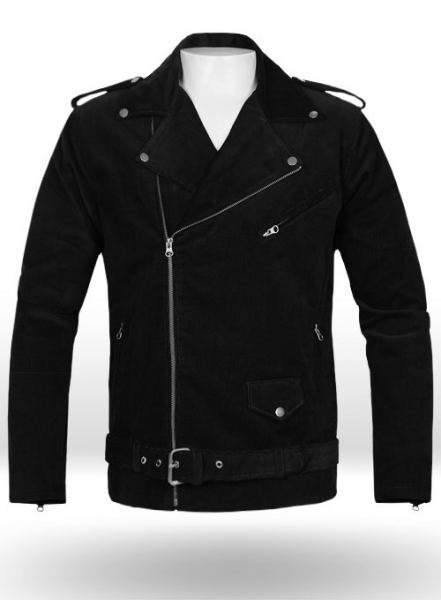 Black Corduroy Biker Jacket