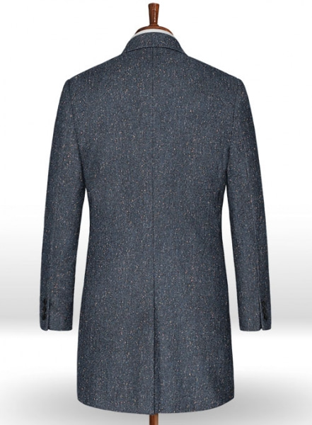 Runway Blue Flecks Donegal Tweed Overcoat