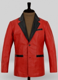 Red Hampton Leather Blazer