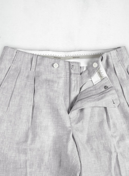 Italian Zod Light Gray Vintage Manny Linen Trousers